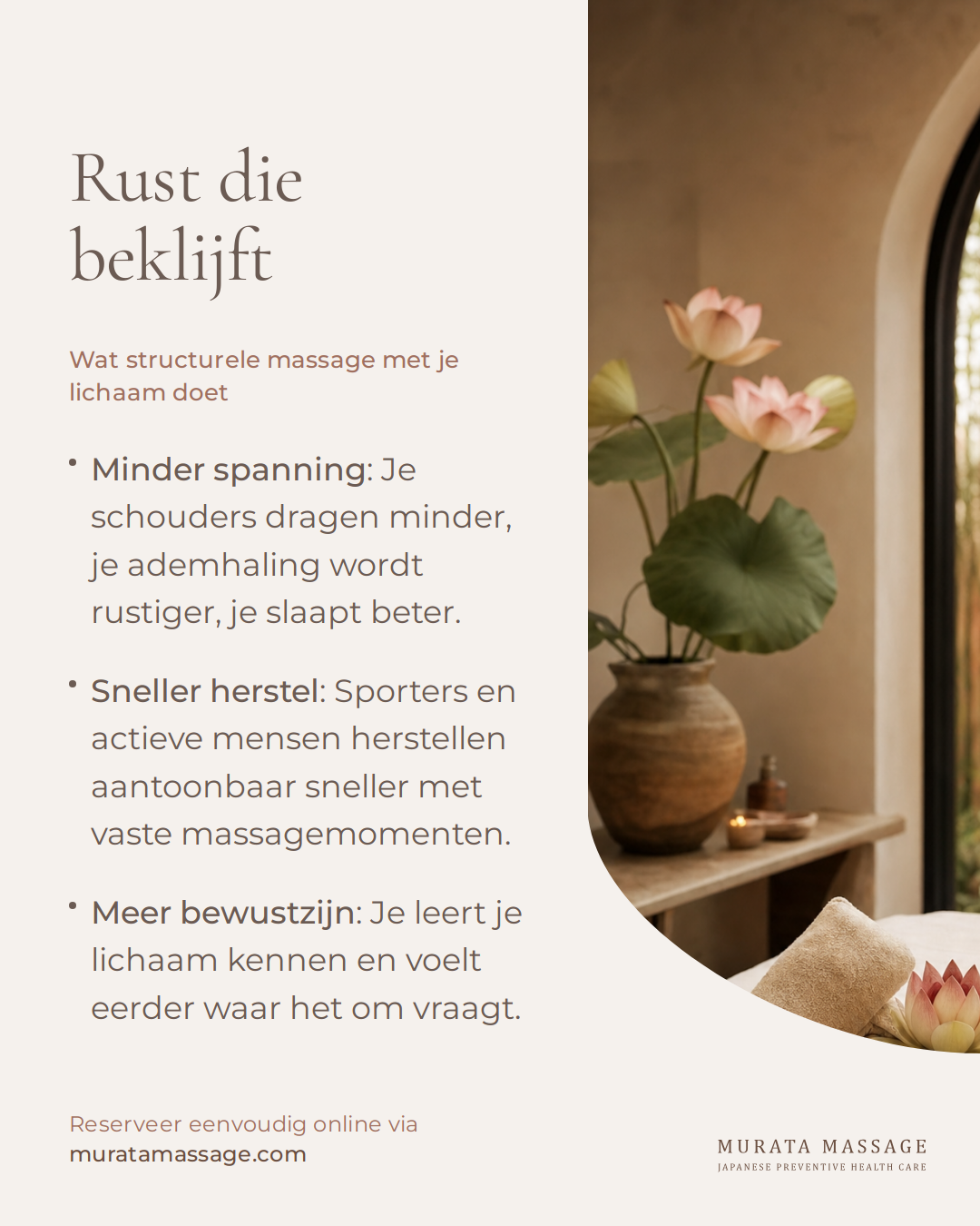 Slide 3 van 5 — Massage abonnementen bij Murata: voordelen en pakketten voor structurele ontspanning